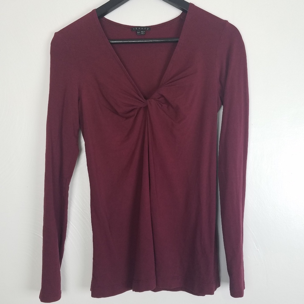 Theory knotted v-neck long sleeve tee